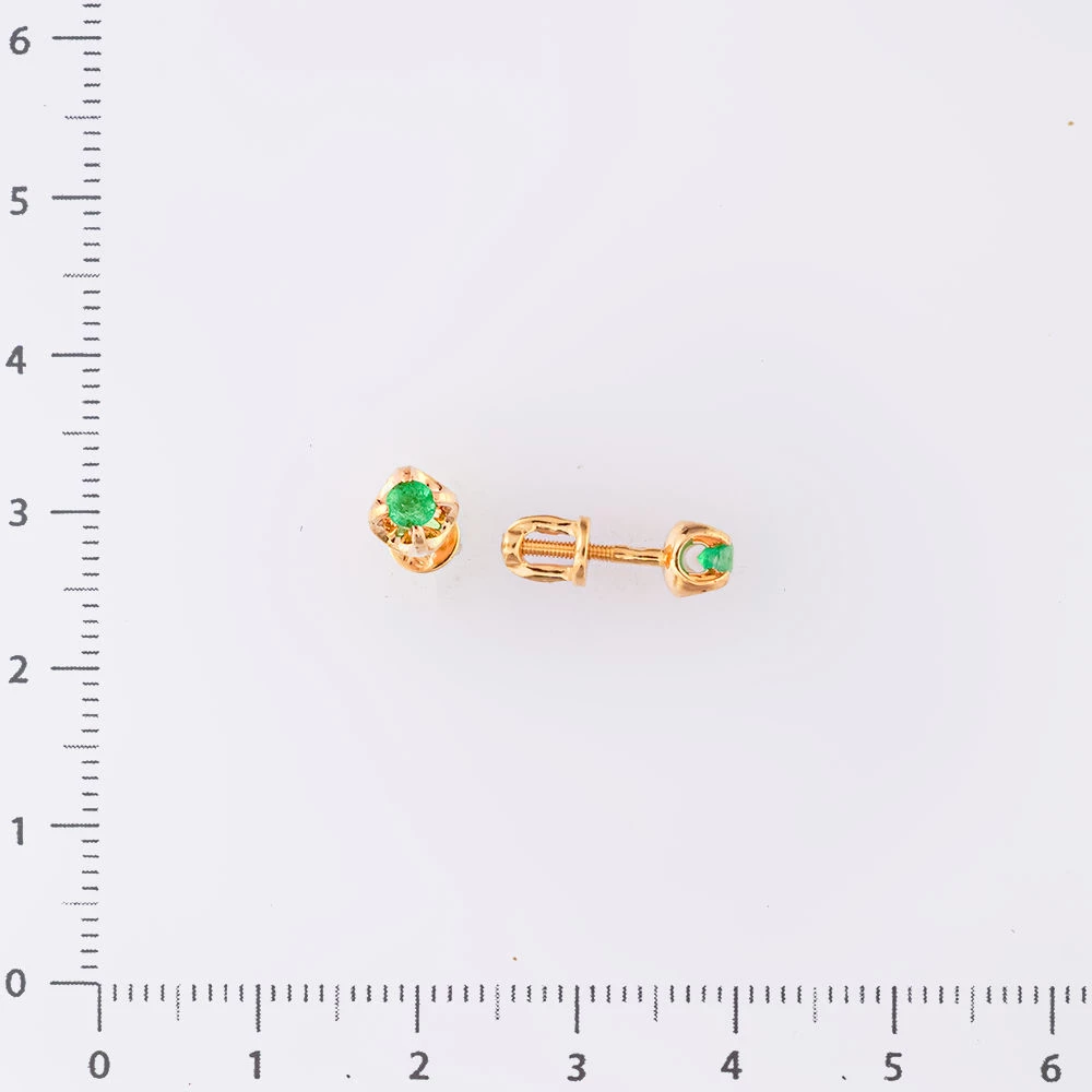Серьги с изумрудом из красного золота 585 пробы