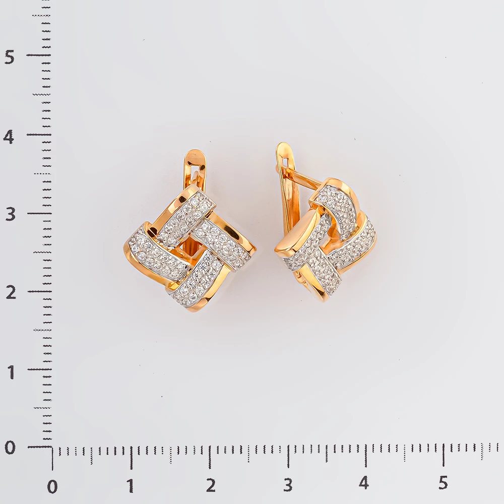 Серьги с фианитом из красного золота 585 пробы