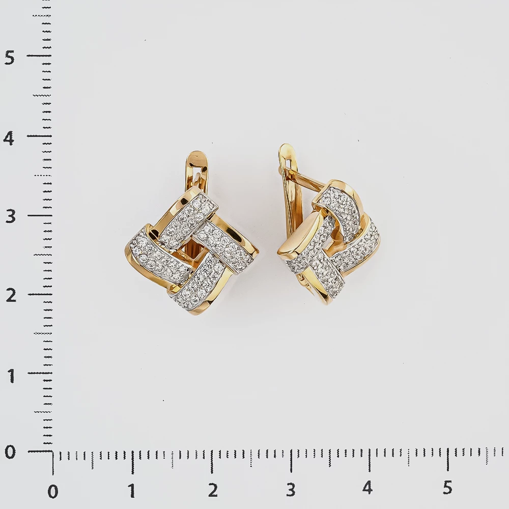 Серьги с фианитом из красного золота 585 пробы