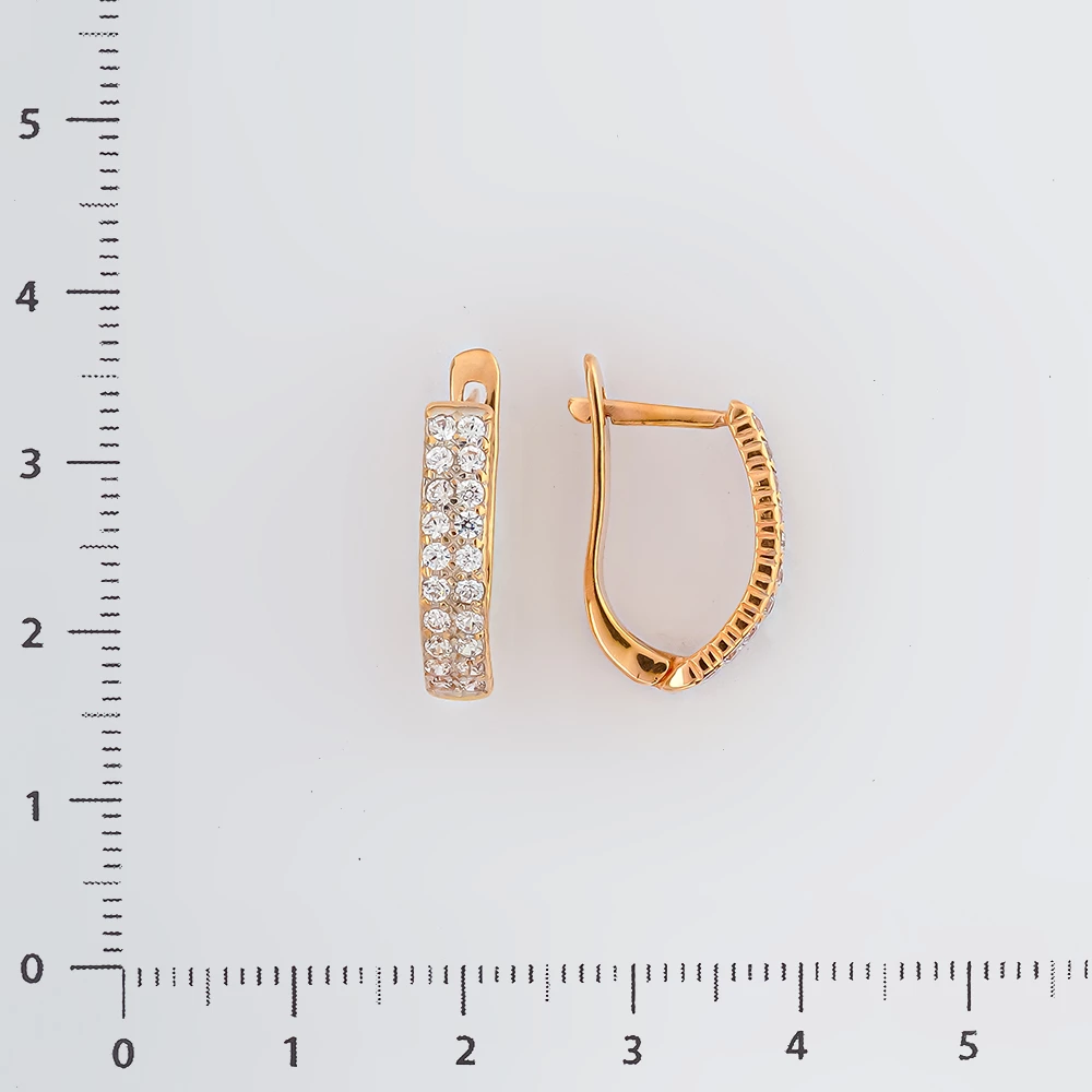 Серьги с фианитом из красного золота 585 пробы