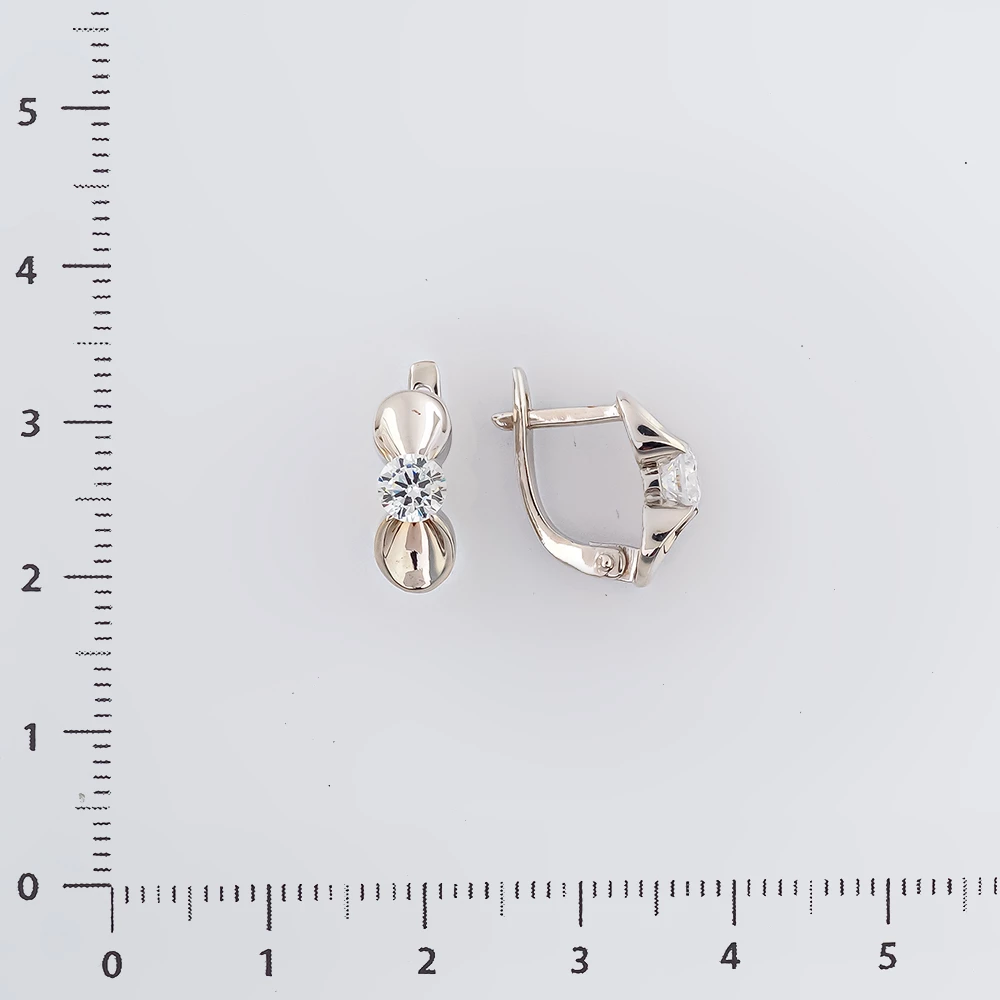 Серьги с фианитом из белого золота 585 пробы