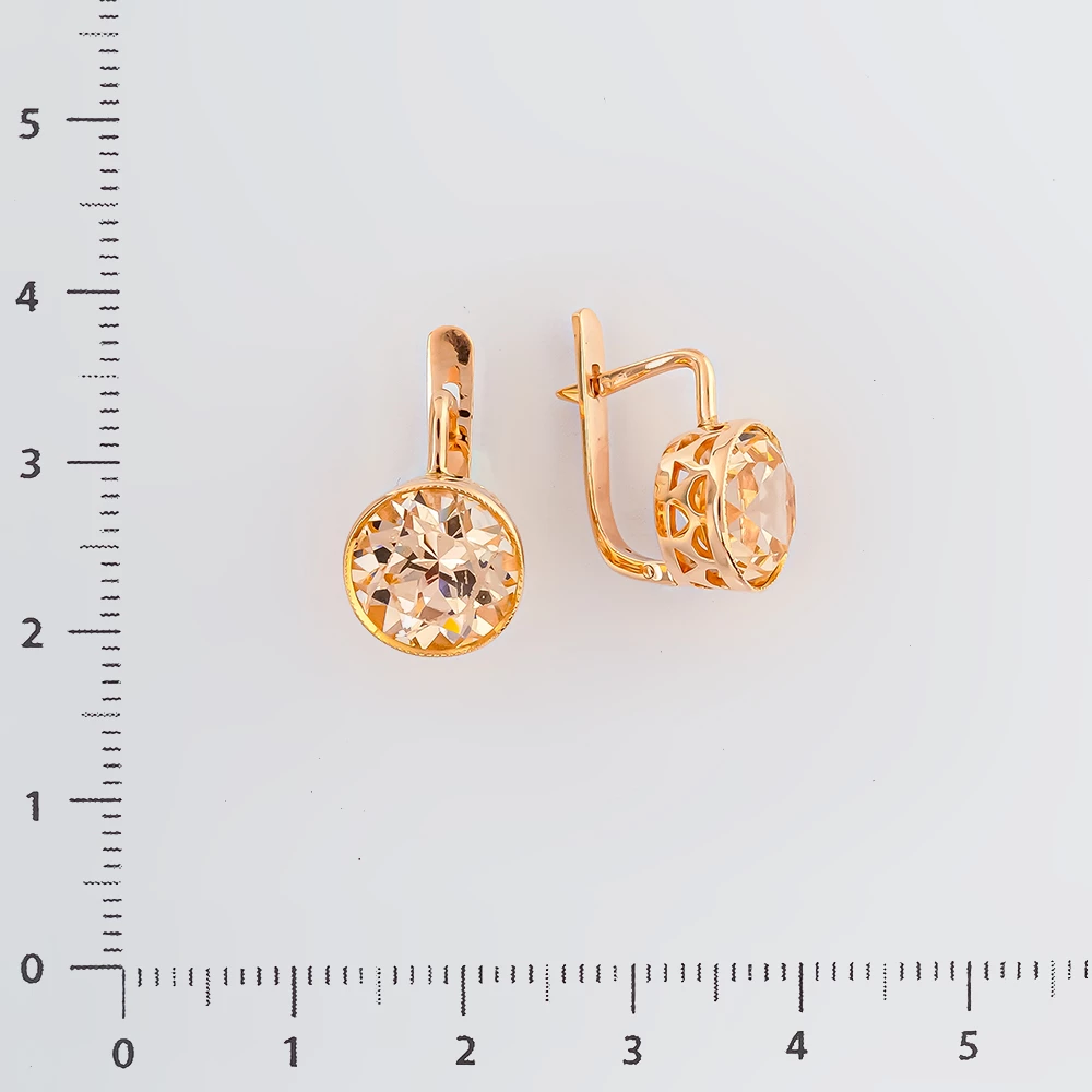 Серьги с фианитом из красного золота 583 пробы