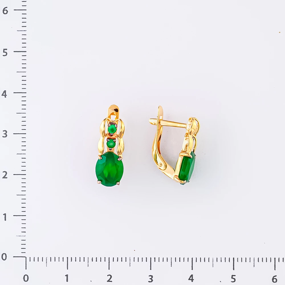 Серьги с агатом из красного золота 585 пробы