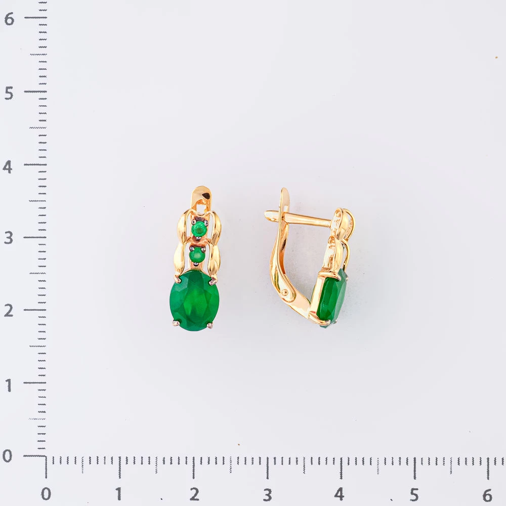 Серьги с агатом из красного золота 585 пробы