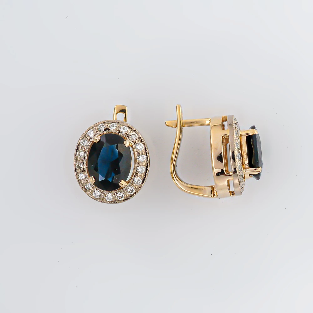 Серьги с сапфиром из красного золота 750 пробы