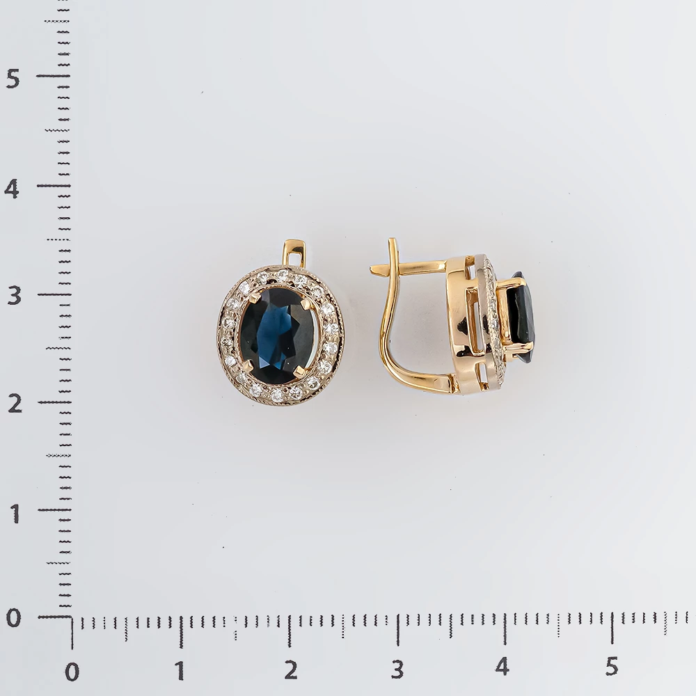 Серьги с сапфиром из красного золота 750 пробы