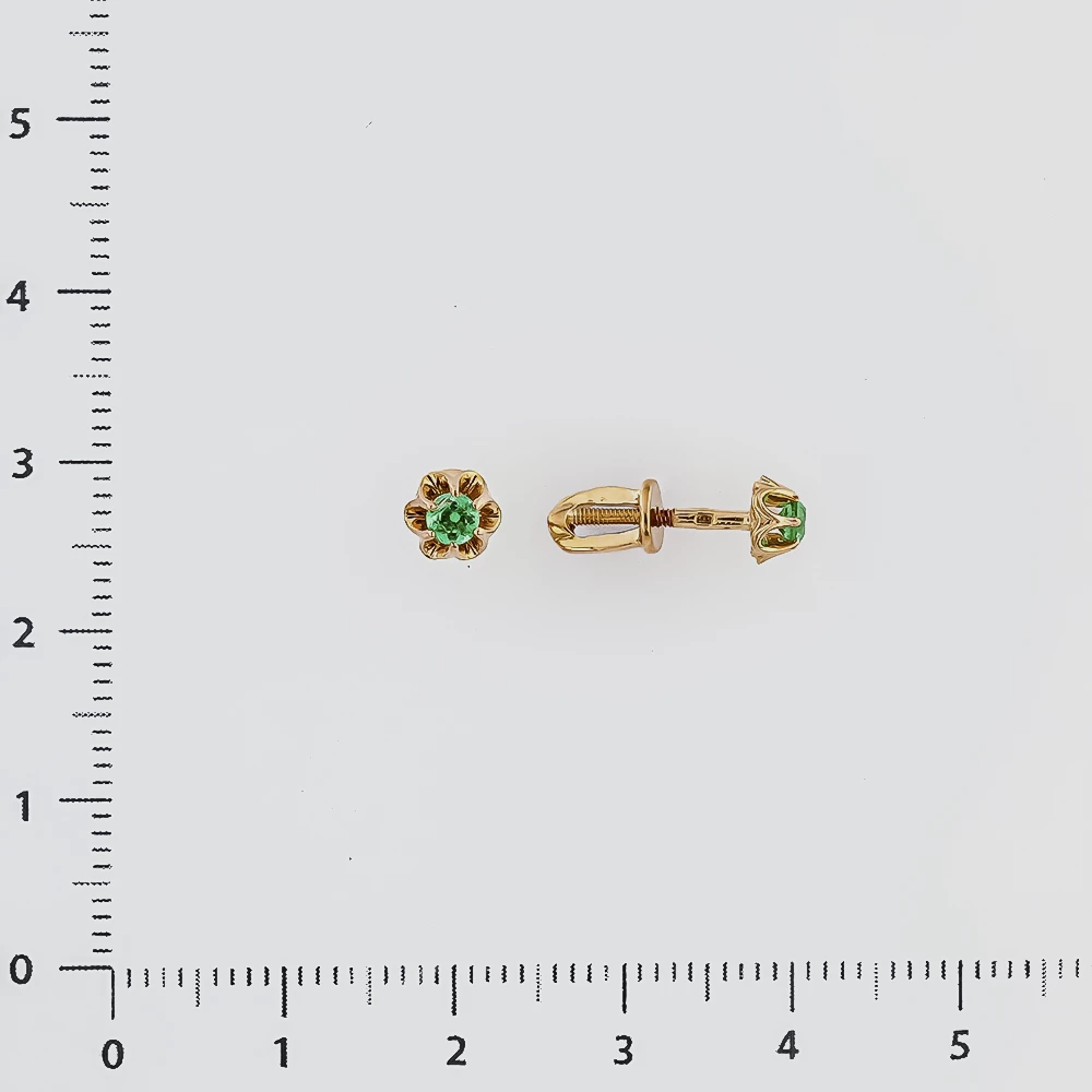 Серьги с изумрудом из красного золота 585 пробы