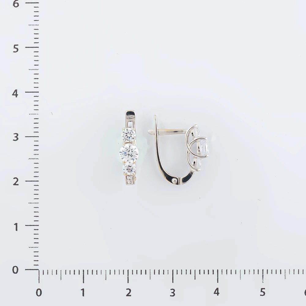 Серьги с фианитом из белого золота 585 пробы