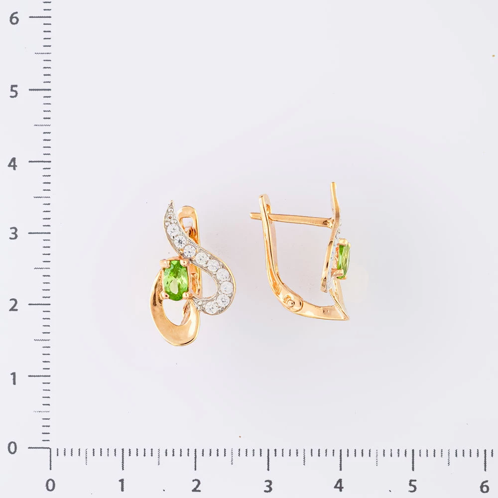 Серьги с фианитом из красного золота 585 пробы