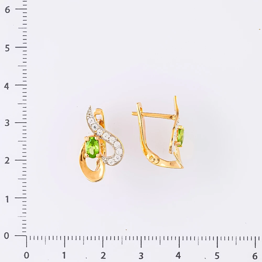 Серьги с фианитом из красного золота 585 пробы