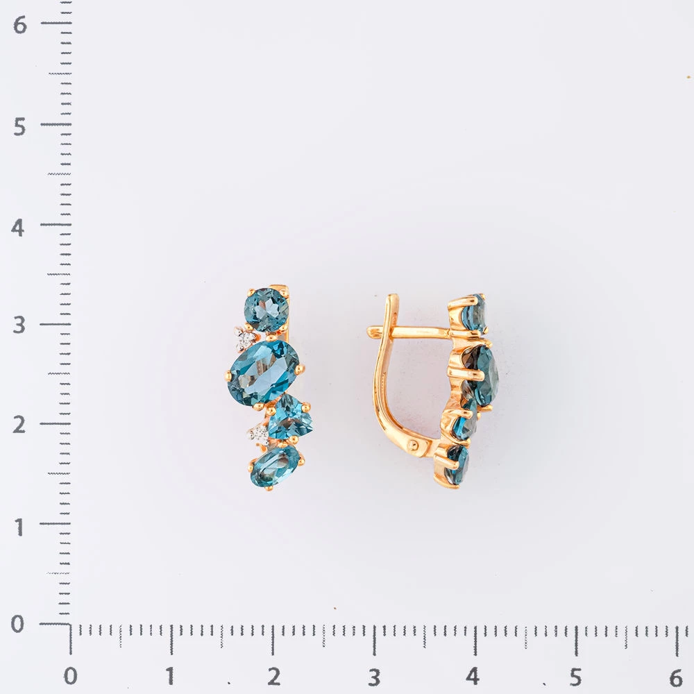 Серьги с топазом из красного золота 585 пробы