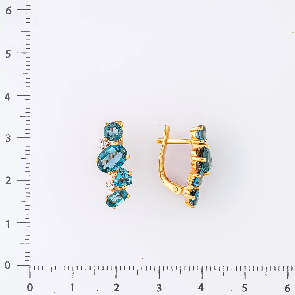 Серьги с топазом из красного золота 585 пробы