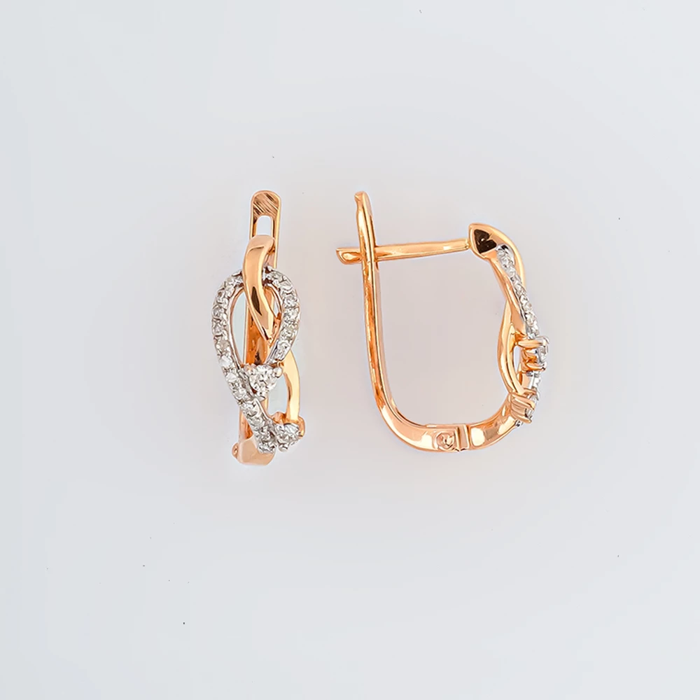 Серьги с бриллиантом из красного золота 585 пробы