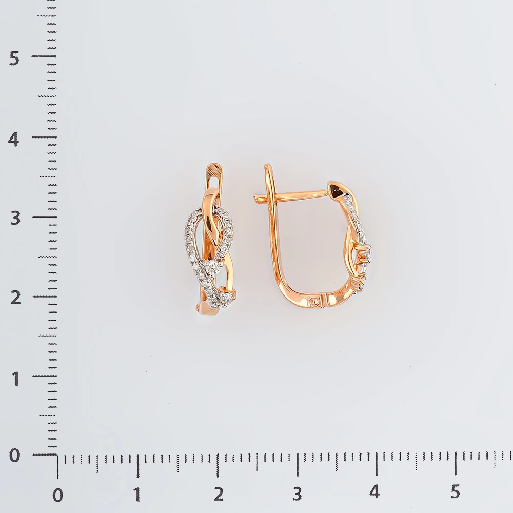 Серьги с бриллиантом из красного золота 585 пробы