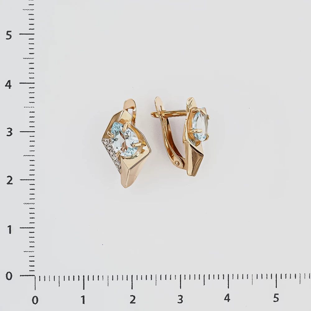 Серьги с топазом из красного золота 585 пробы