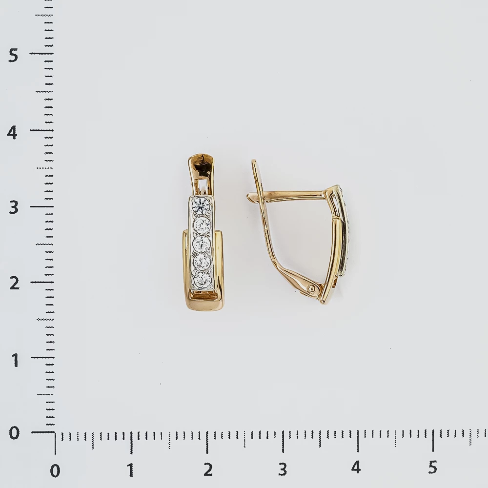 Серьги с фианитом из красного золота 585 пробы