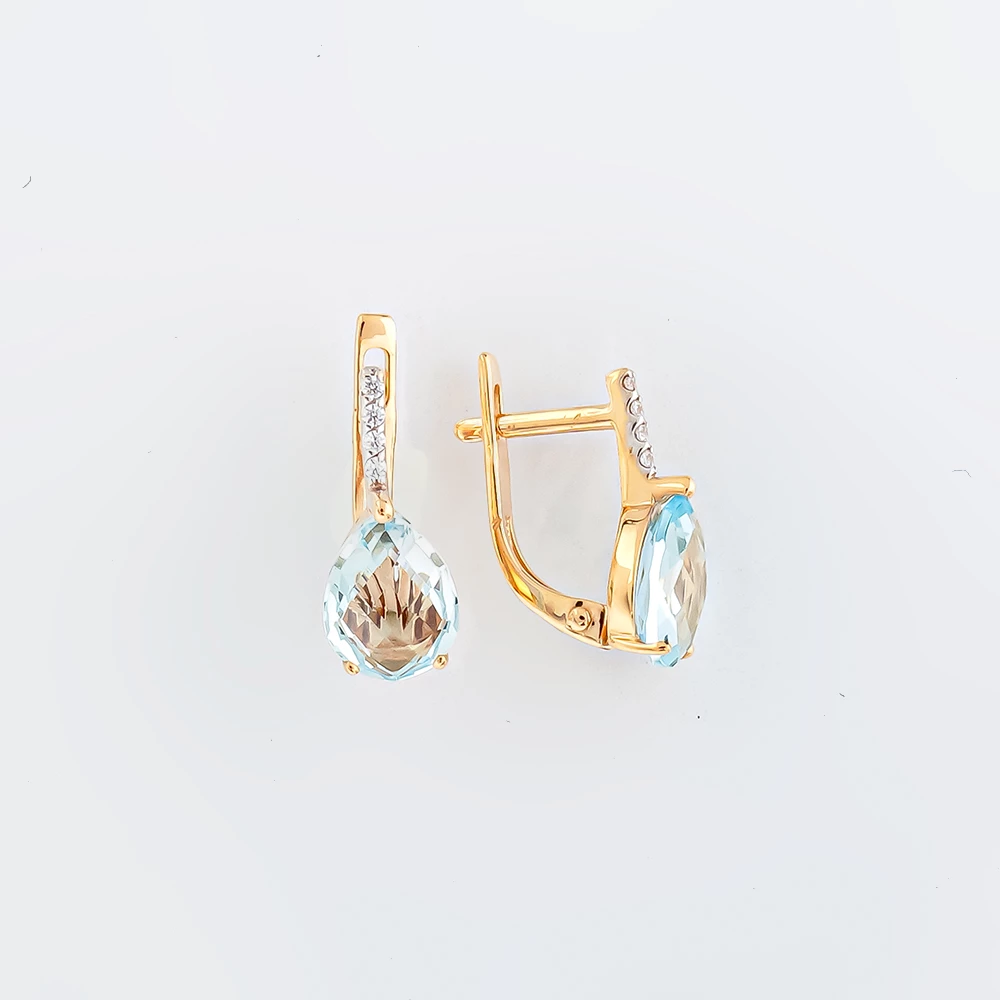 Серьги с топазом из красного золота 585 пробы