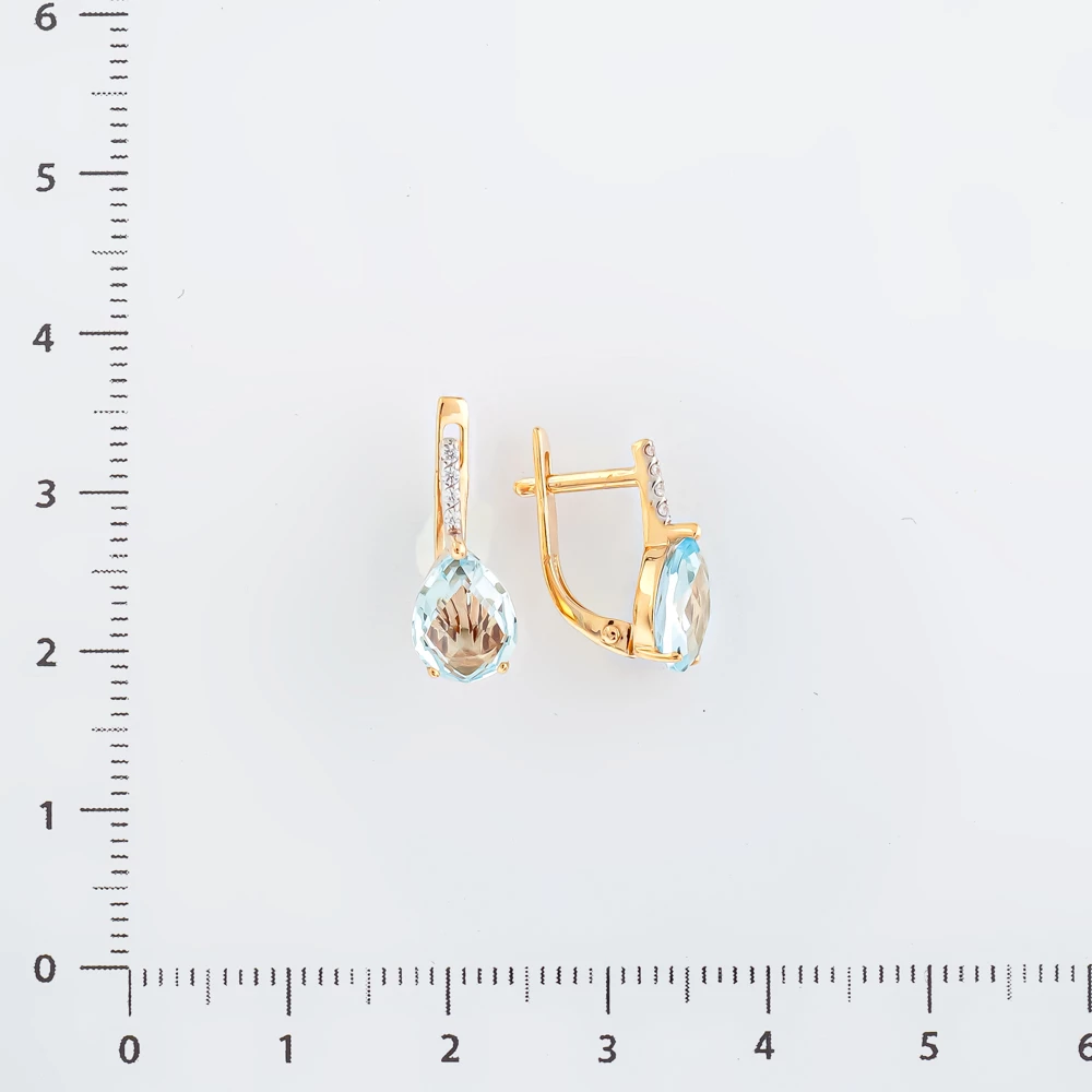 Серьги с топазом из красного золота 585 пробы