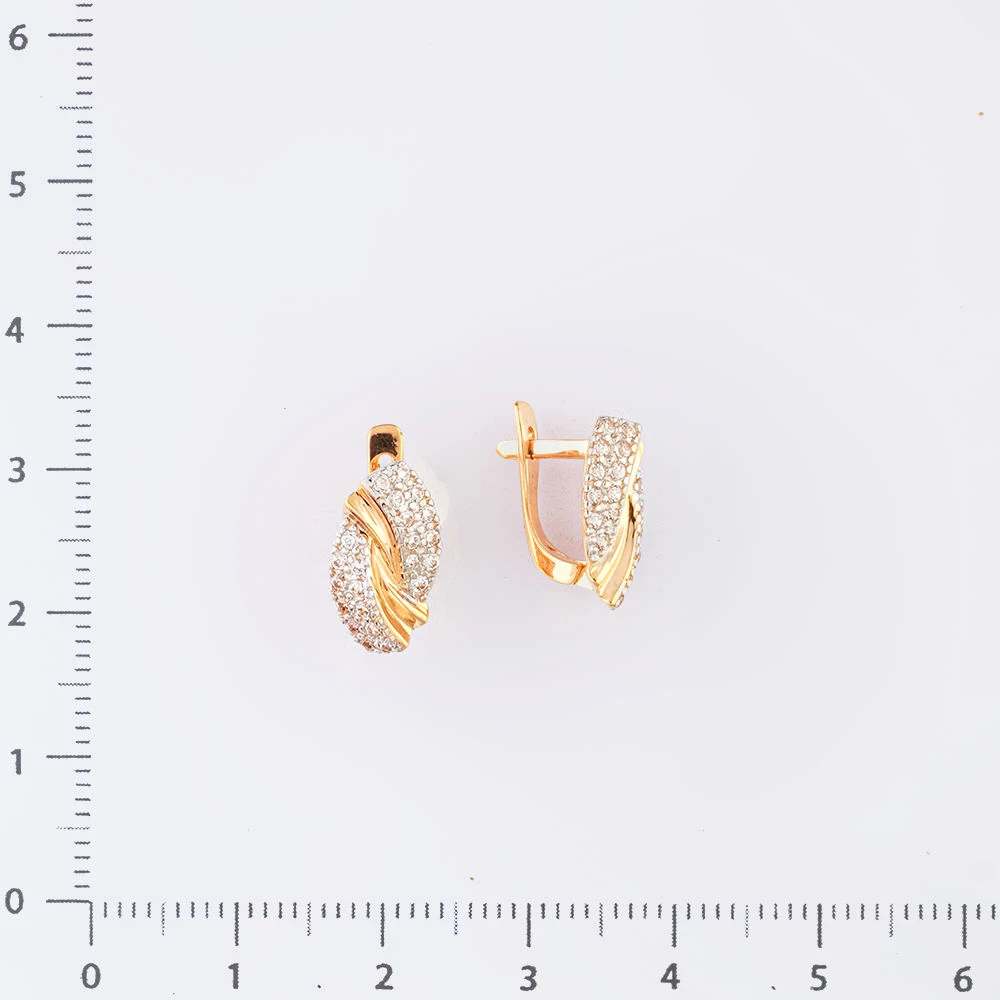 Серьги с фианитом из красного золота 585 пробы