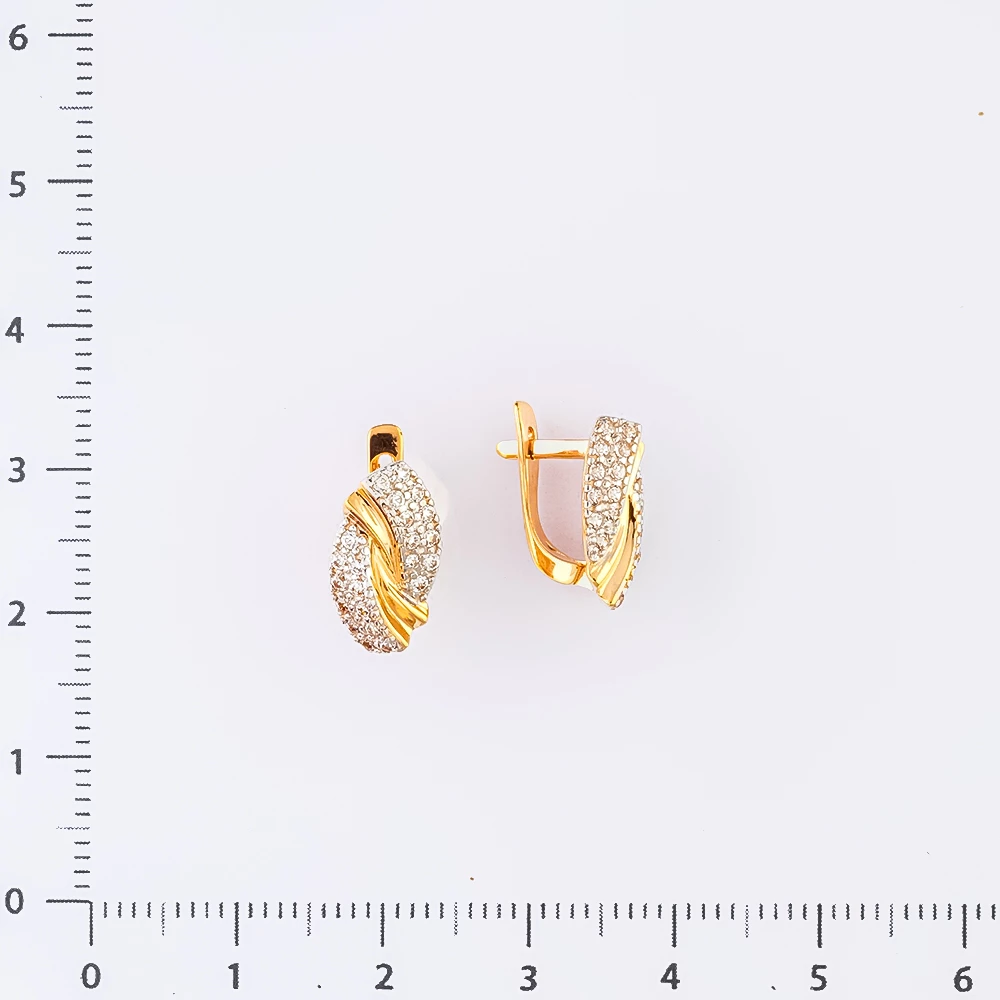 Серьги с фианитом из красного золота 585 пробы