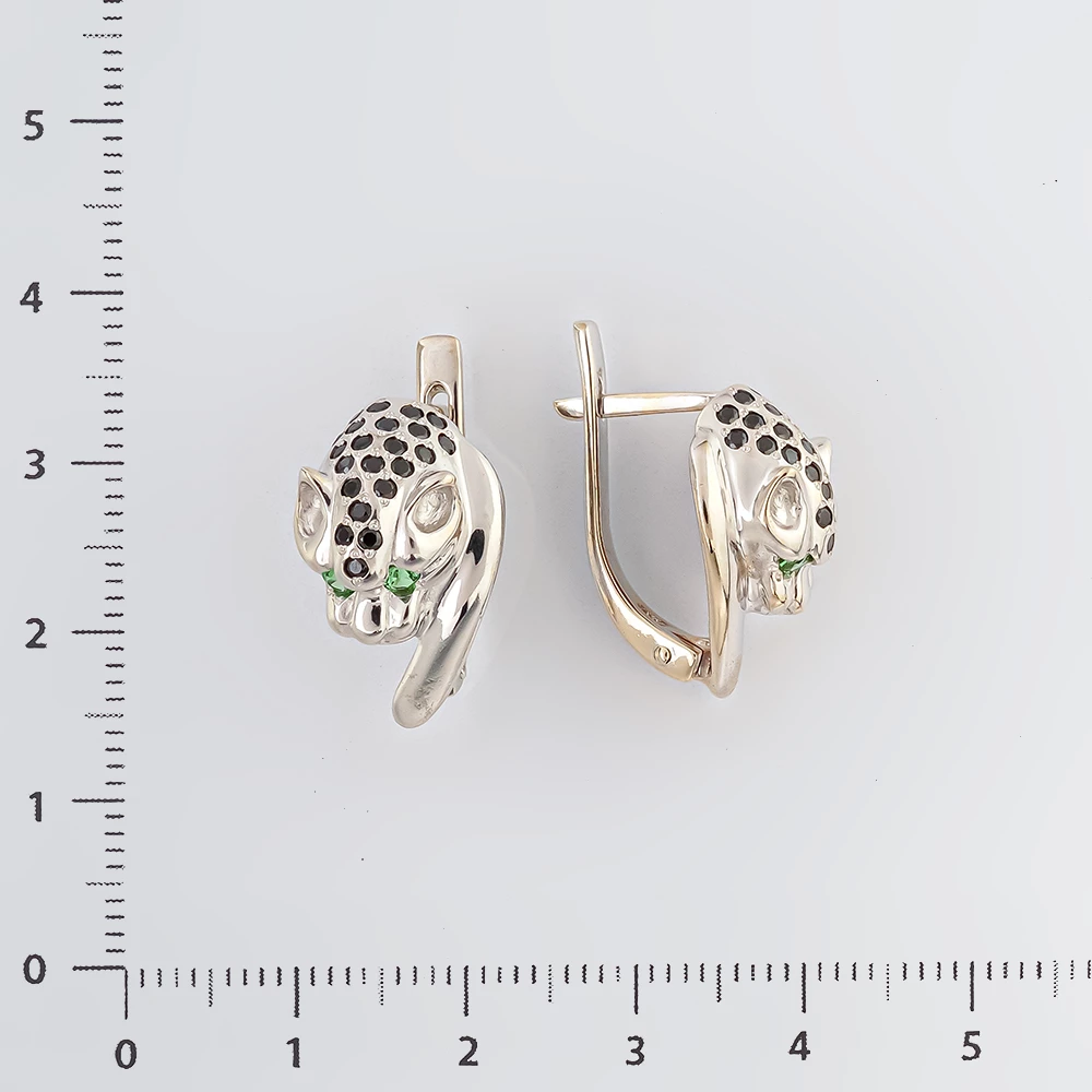 Серьги с фианитом из белого золота 585 пробы