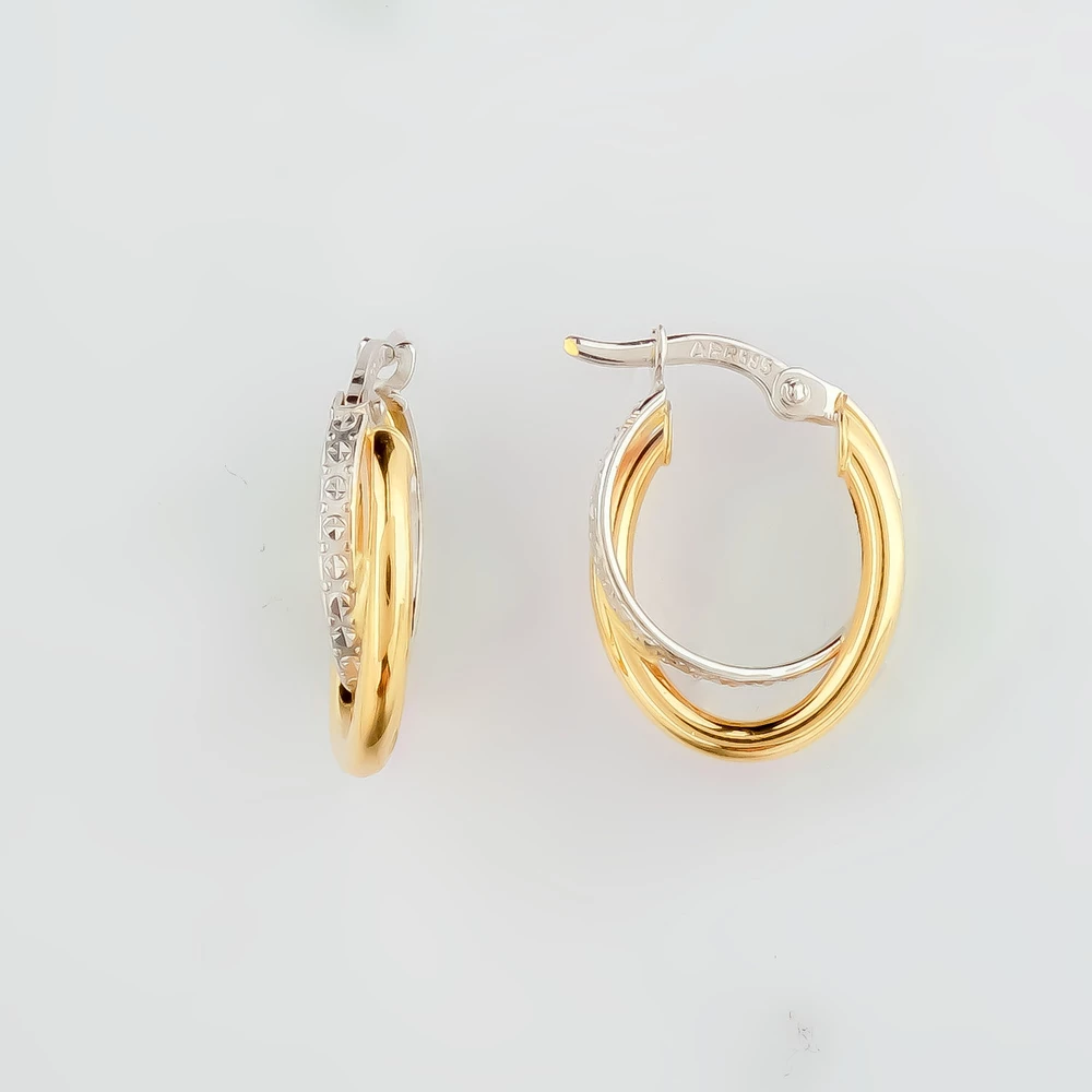 Серьги конго из желтого золота 585 пробы