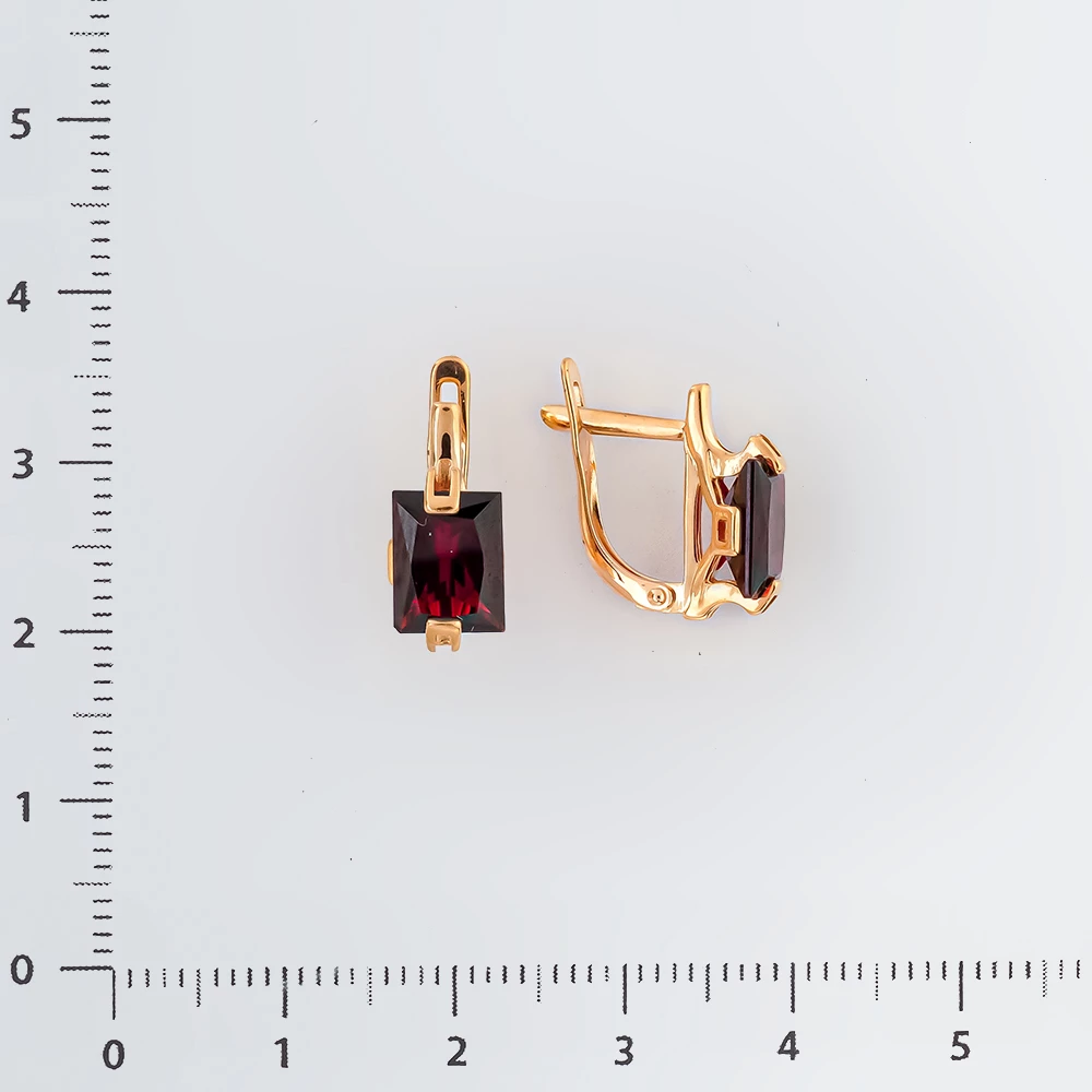Серьги с гранатом из красного золота 585 пробы