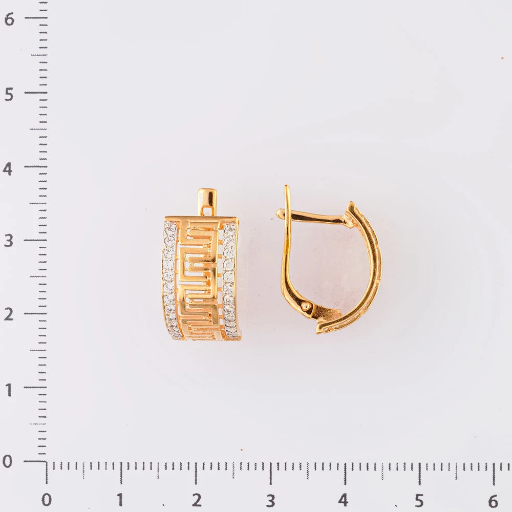Серьги с фианитом из красного золота 585 пробы
