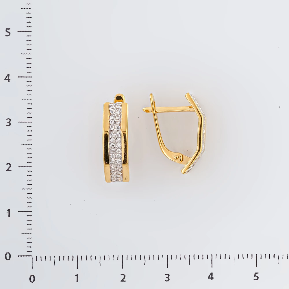 Серьги с фианитом из желтого золота 585 пробы