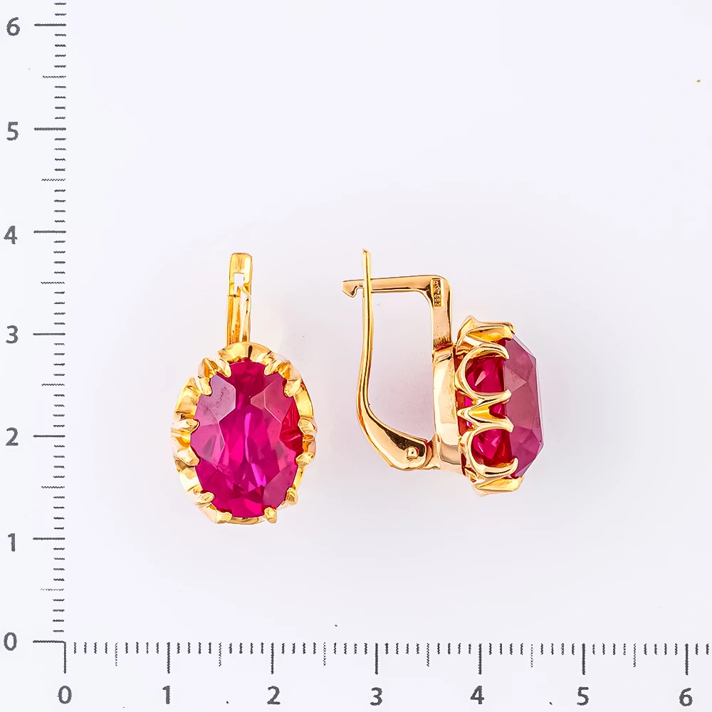 Серьги с фианитом из красного золота 583 пробы