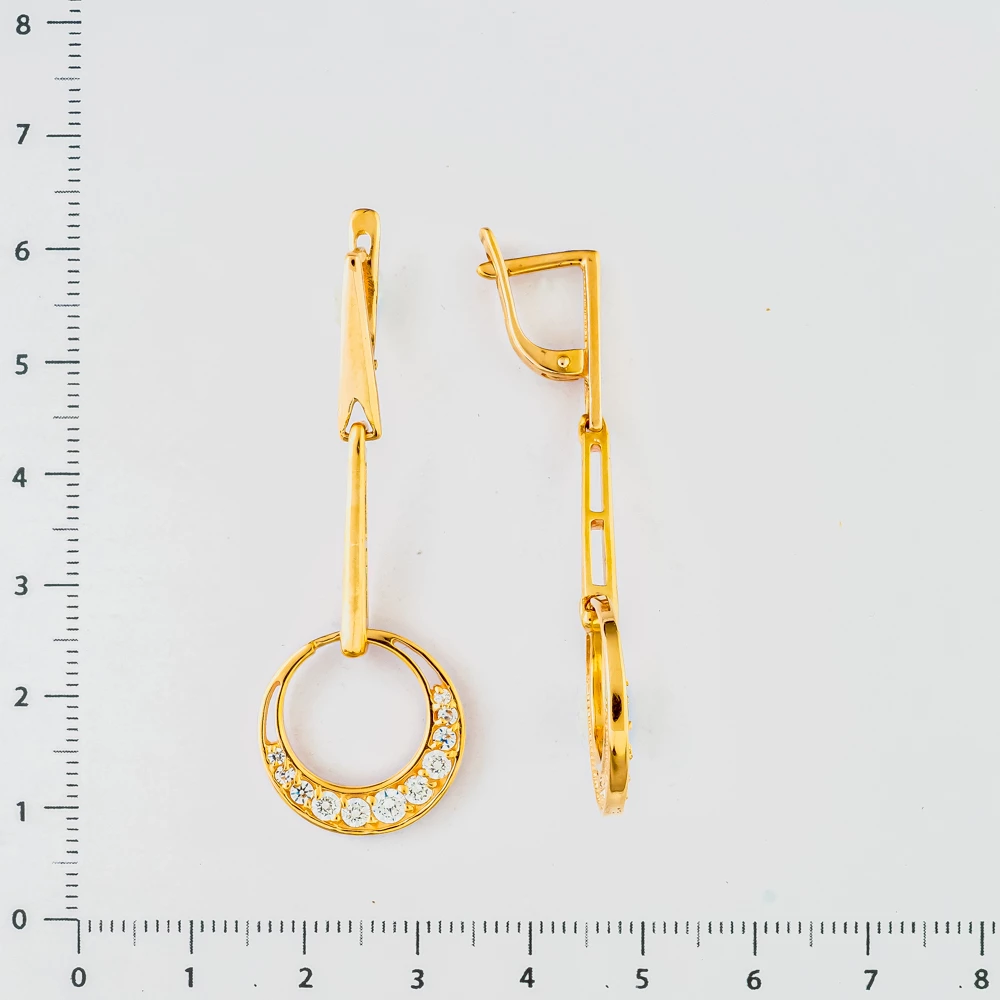 Серьги с фианитом из красного золота 585 пробы