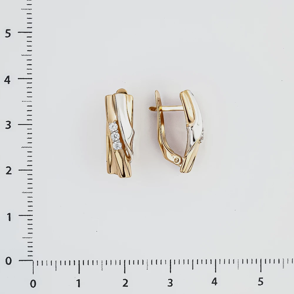 Серьги с фианитом из красного золота 585 пробы