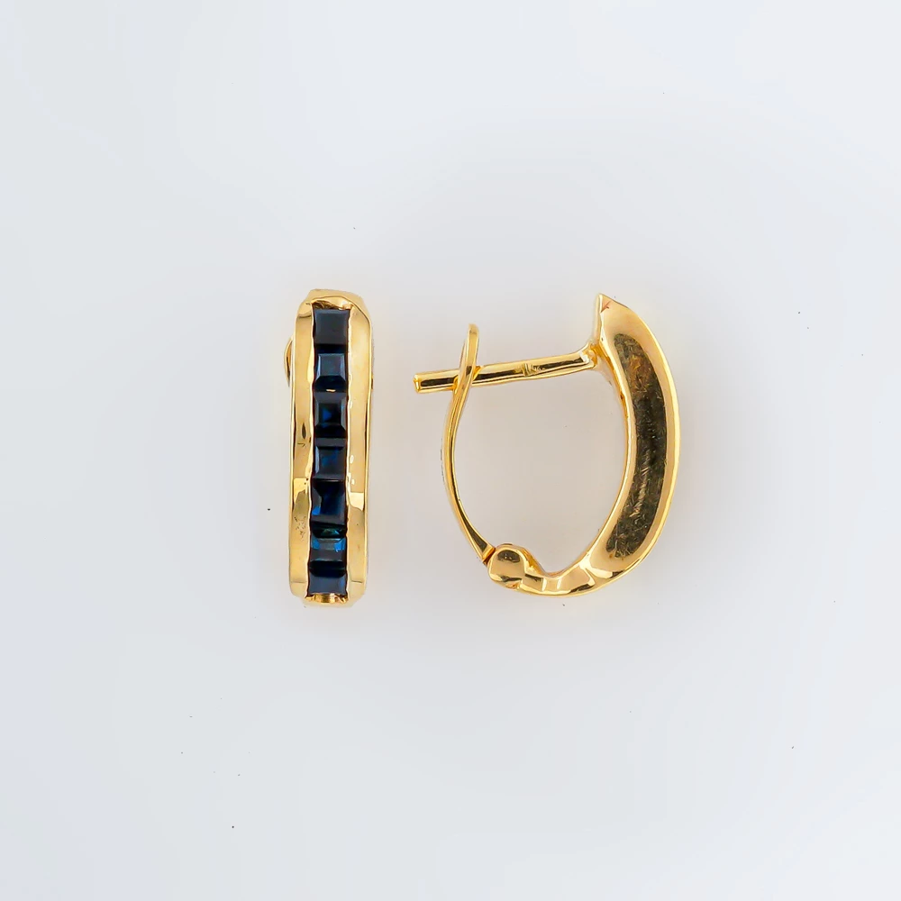 Серьги с сапфиром из желтого золота 585 пробы