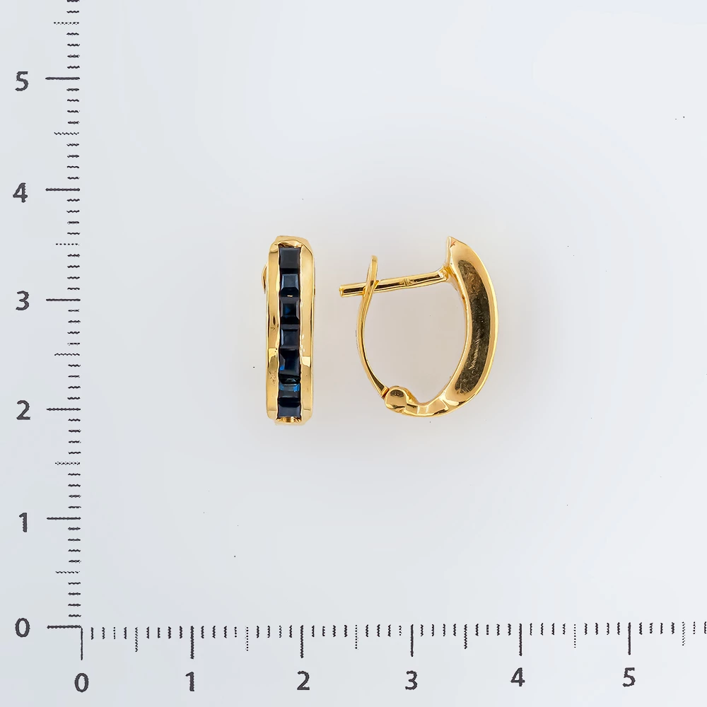Серьги с сапфиром из желтого золота 585 пробы
