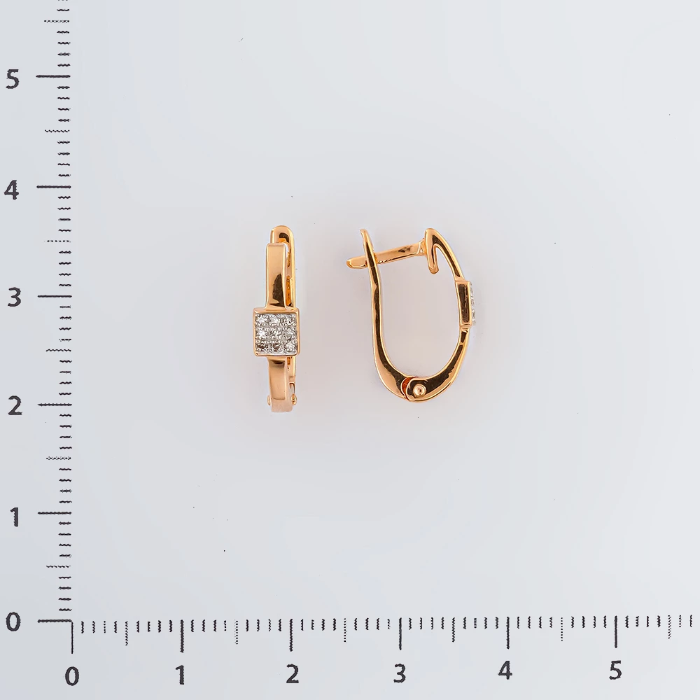 Серьги с бриллиантом из красного золота 585 пробы