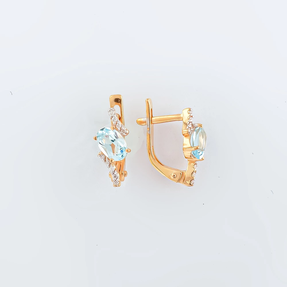 Серьги с топазом из красного золота 585 пробы