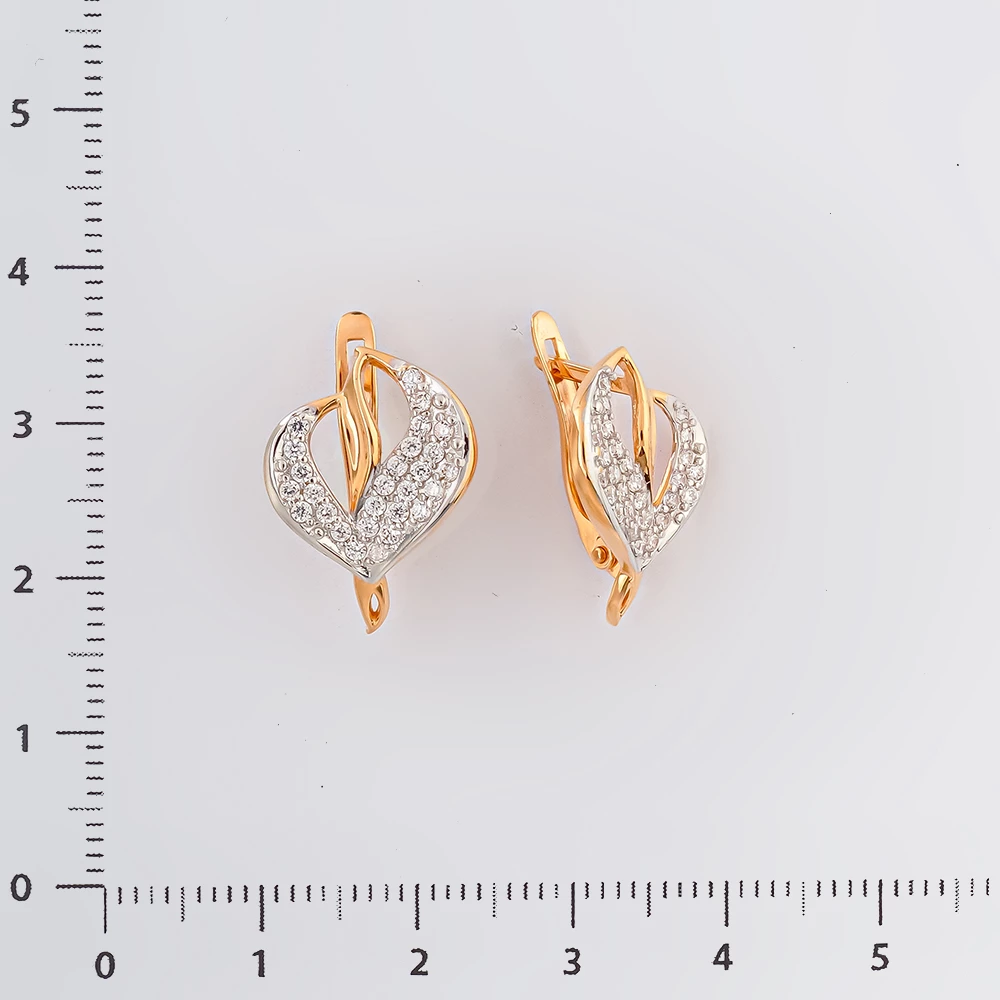 Серьги с фианитом из красного золота 585 пробы