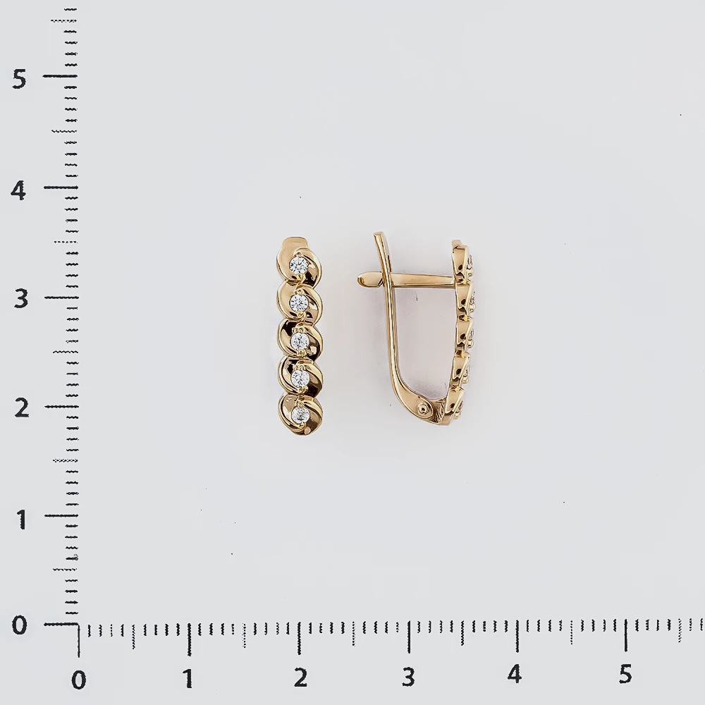 Серьги с фианитом из красного золота 585 пробы