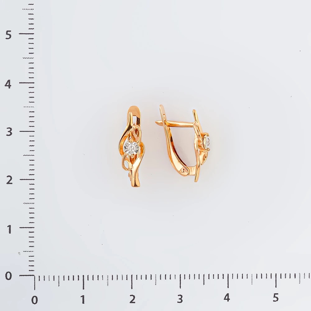 Серьги с бриллиантом из красного золота 585 пробы