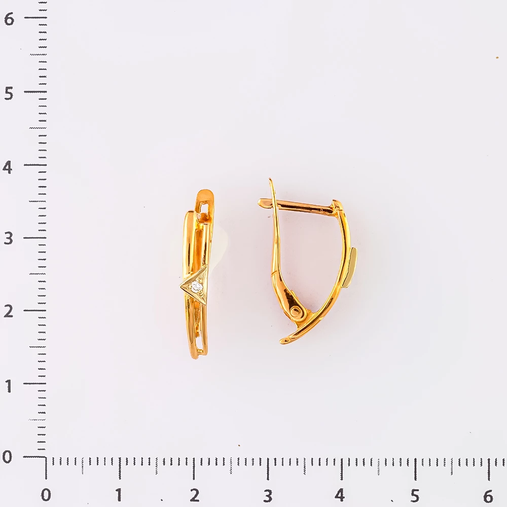 Серьги с фианитом из красного золота 585 пробы