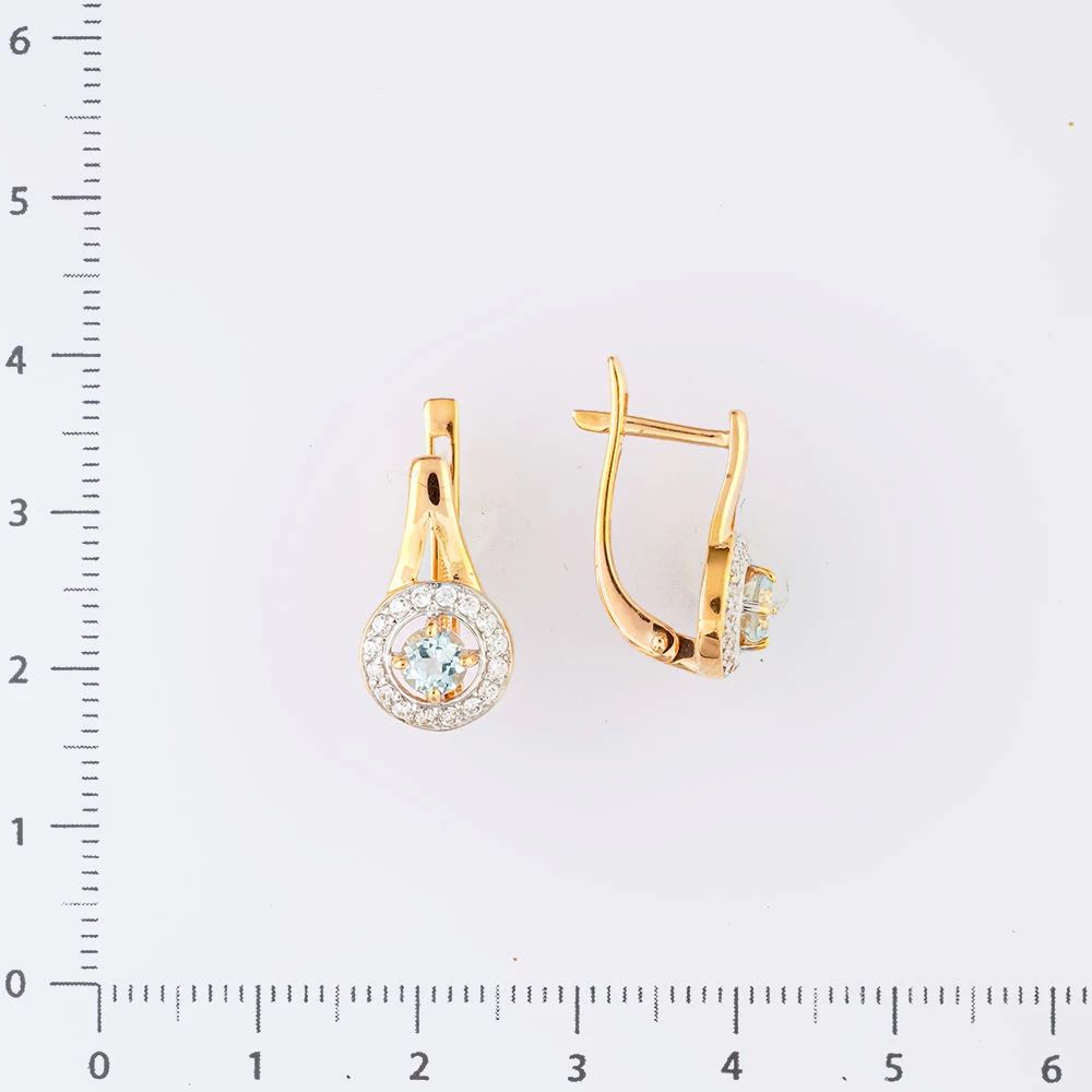 Серьги с топазом из красного золота 585 пробы