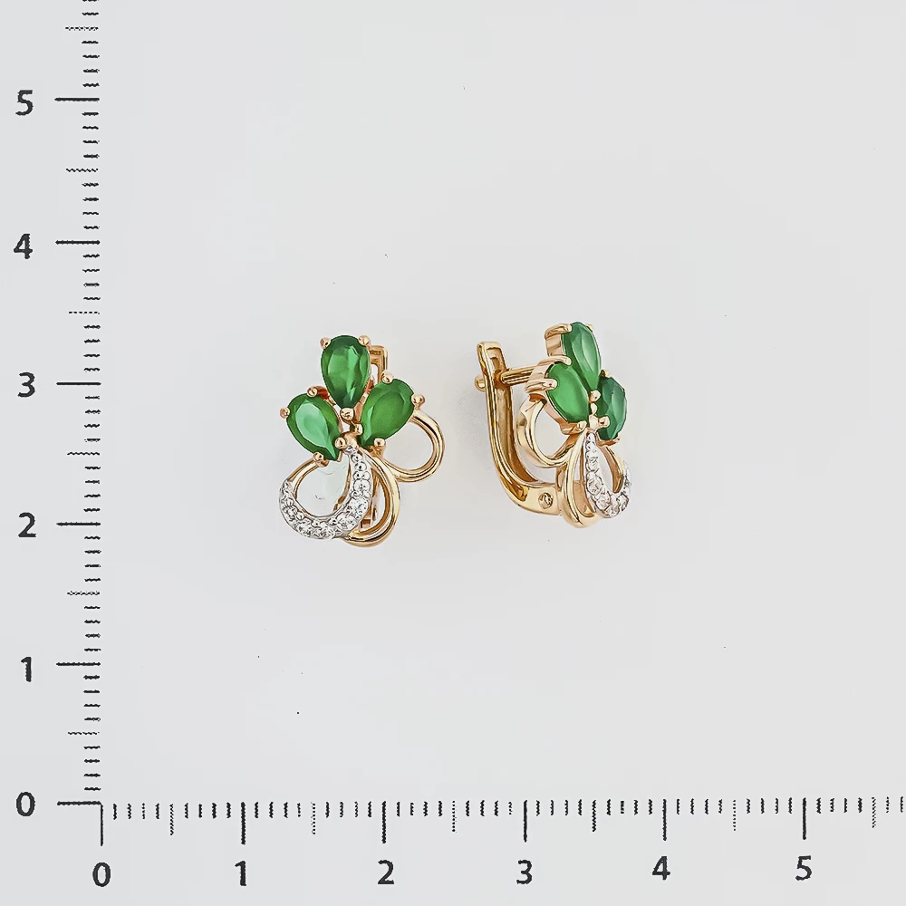 Серьги с агатом из красного золота 585 пробы