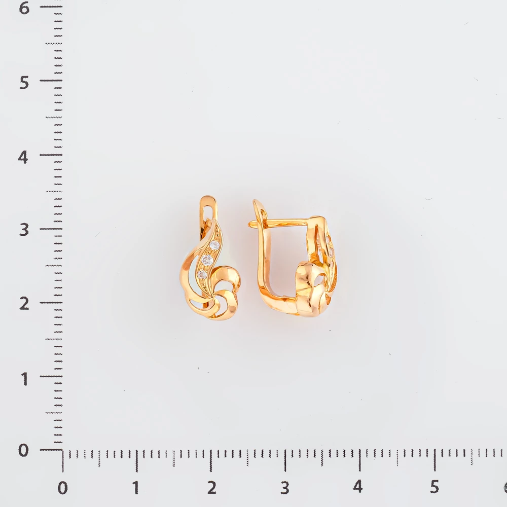 Серьги с фианитом из красного золота 585 пробы