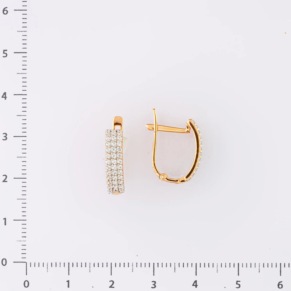 Серьги с фианитом из красного золота 585 пробы