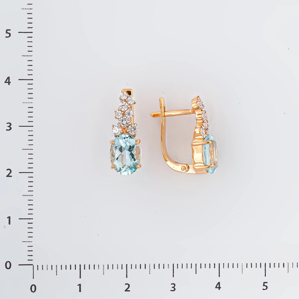 Серьги с топазом из красного золота 585 пробы