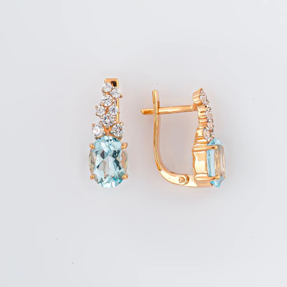 Серьги с топазом из красного золота 585 пробы