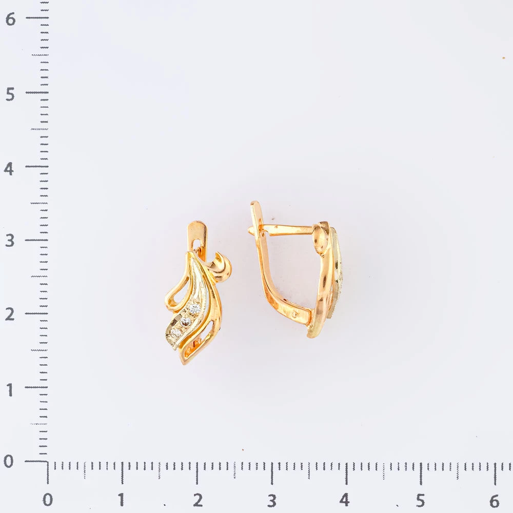Серьги с бриллиантом из красного золота 585 пробы