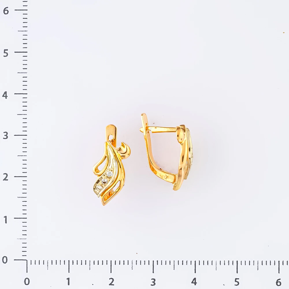Серьги с бриллиантом из красного золота 585 пробы