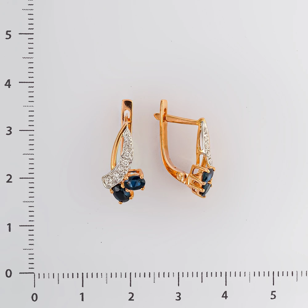 Серьги с сапфиром из красного золота 500 пробы