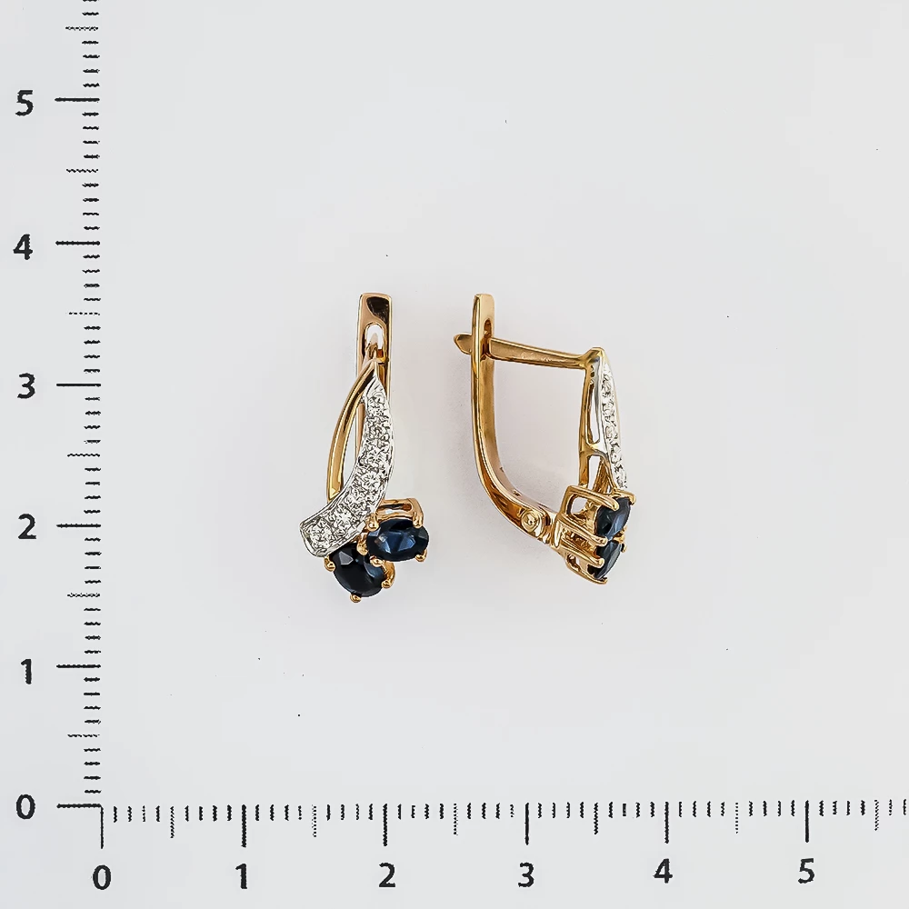 Серьги с сапфиром из красного золота 500 пробы